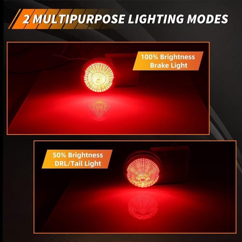 MOTRUM Tail Light Compatible with Cadillac Commercial Chassis & Cadillac DeVille 1958, [DOT] [2 in 1 Design] Red LED Brake Light & Taillight Lamps/DRL (Left + Right), 1 Pair, Red Lens - Image 3